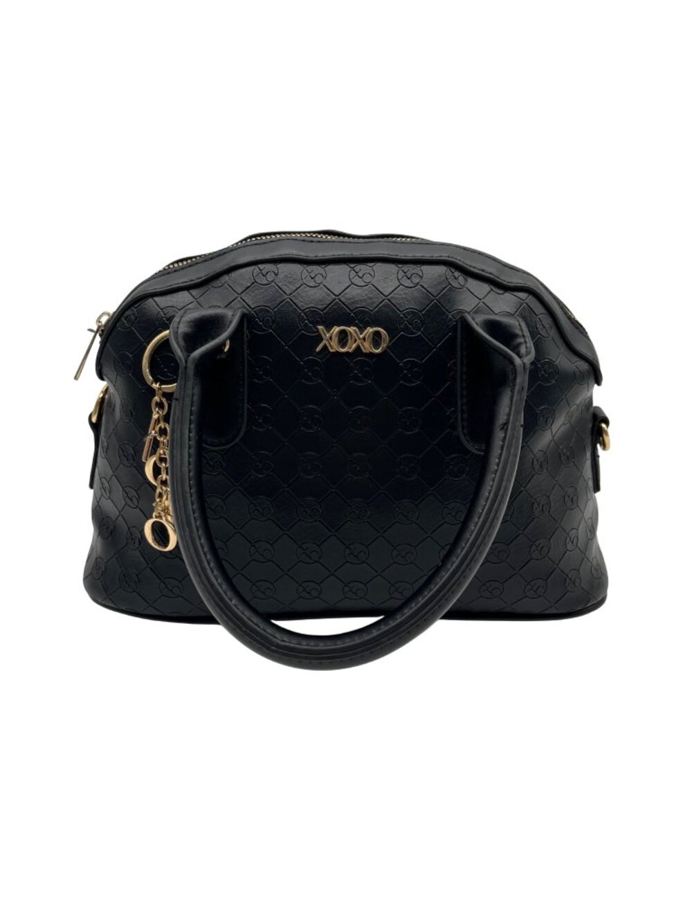 XOXO Black Faux Leather Logo Embossed Satchel Bag